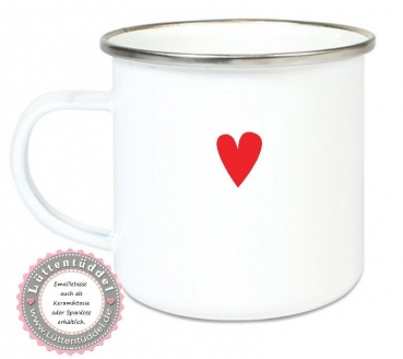 Preview: ♥ Tasse Emailletasse Becher,  Herzen, Wunschname, Einschulung KITA Dankeschön, Abschied, Geburtstag, Jubiläum, Geschenk, Becher von Lüttentüddel